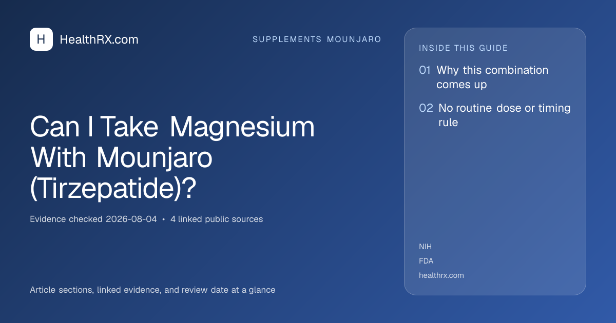 Evidence overview for Can I Take Magnesium With Mounjaro (Tirzepatide)?