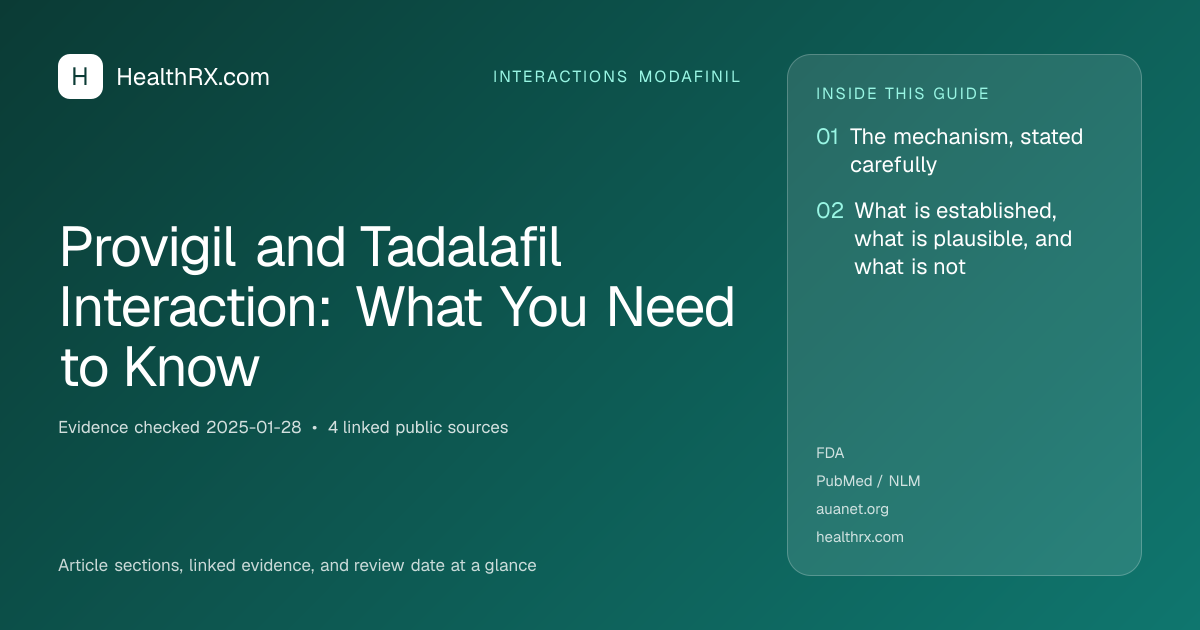 Evidence overview for interactions modafinil: Provigil and Tadalafil Interaction: What You Need to Know