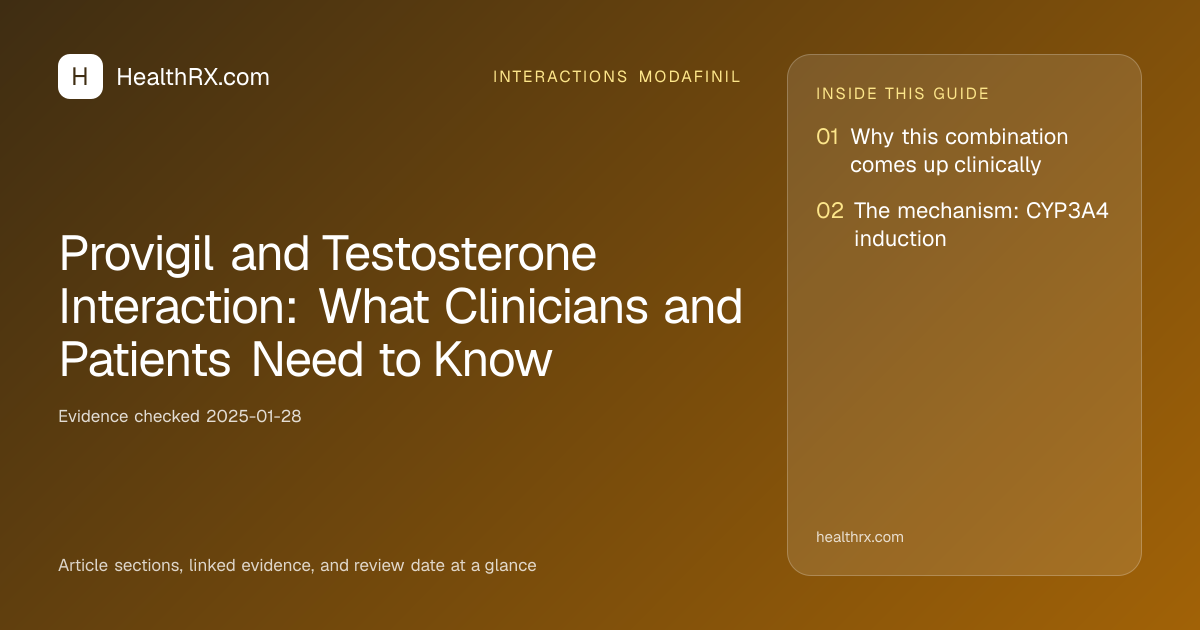 Evidence overview for Provigil and Testosterone Interaction: What Clinicians and Patients Need to Know