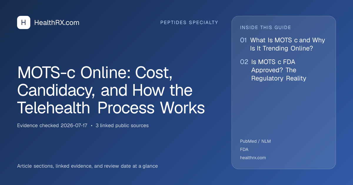 Evidence overview for MOTS-c Online: Cost, Candidacy, and How the Telehealth Process Works