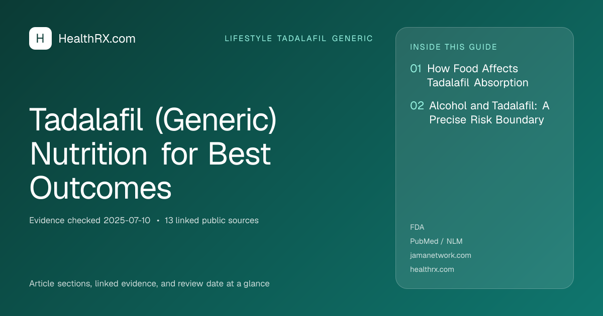 Evidence overview for lifestyle tadalafil generic: Tadalafil (Generic) Nutrition for Best Outcomes