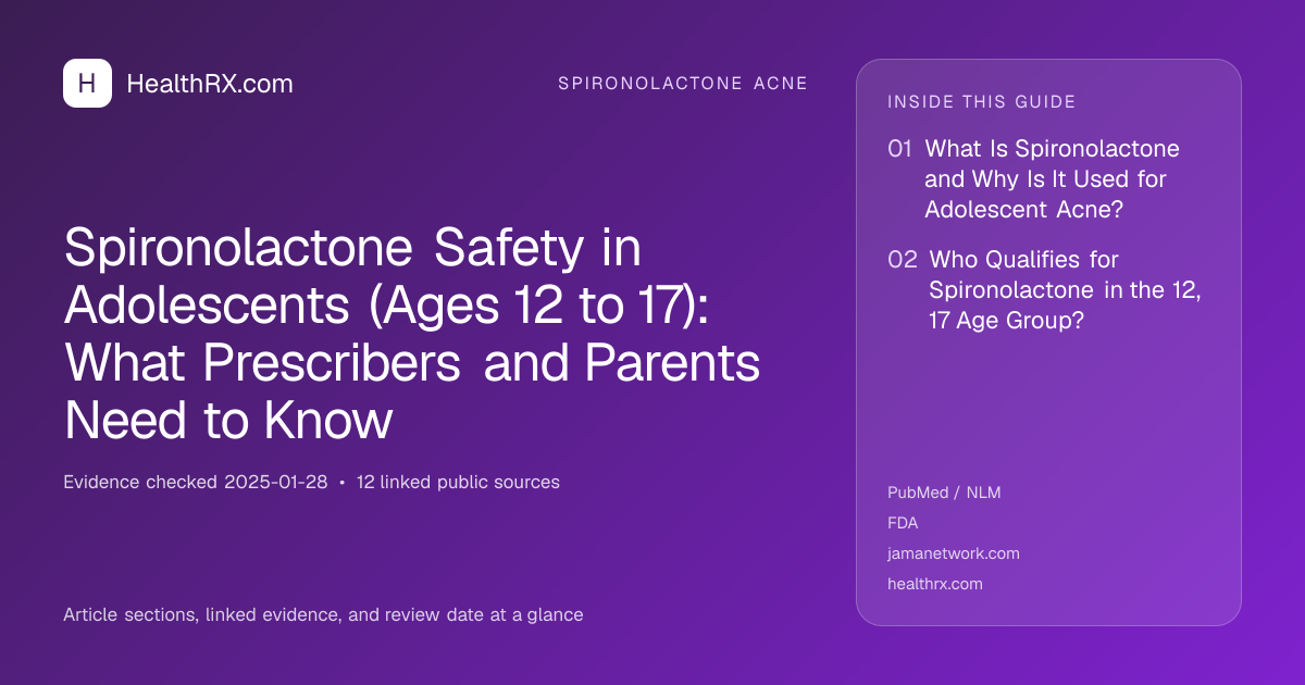 Evidence overview for Spironolactone Safety in Adolescents (Ages 12 to 17): What Prescribers and Parents Need to Know