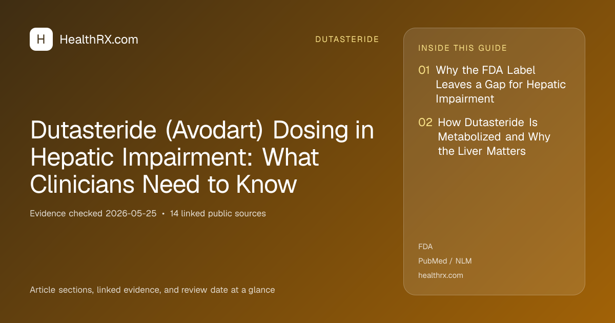 Evidence overview for Dutasteride (Avodart) Dosing in Hepatic Impairment: What Clinicians Need to Know