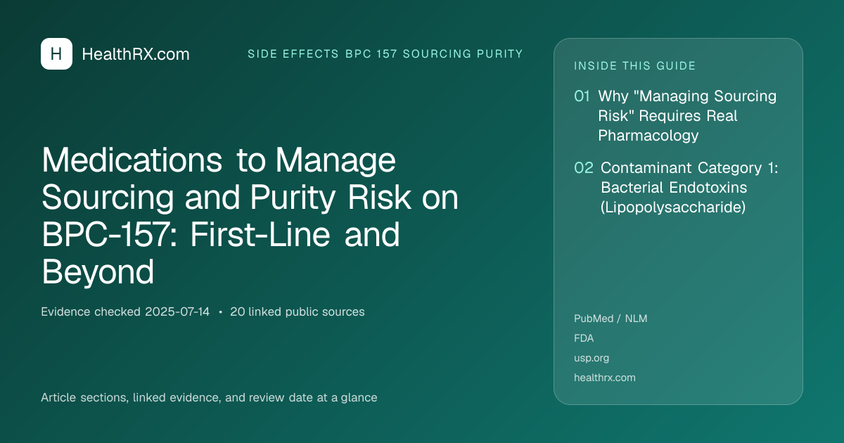 Evidence overview for Medications to Manage Sourcing and Purity Risk on BPC-157: First-Line and Beyond