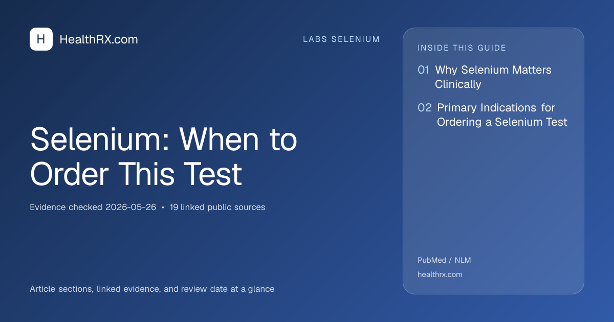 Evidence overview for Selenium: When to Order This Test