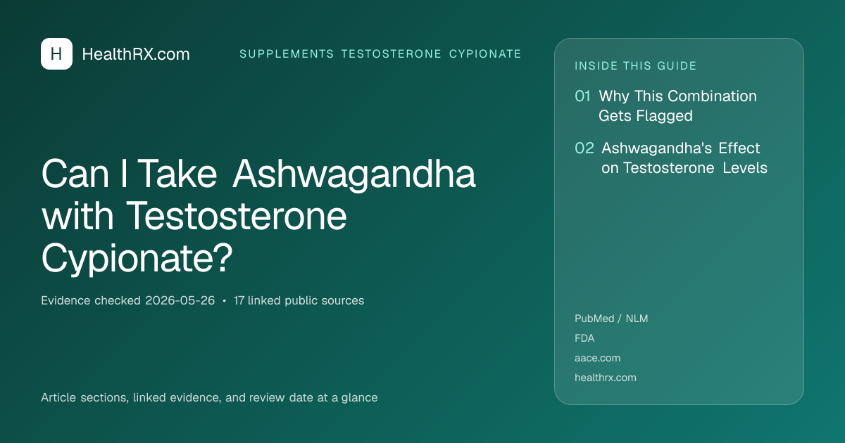 Evidence overview for supplements testosterone cypionate: Can I Take Ashwagandha with Testosterone Cypionate?