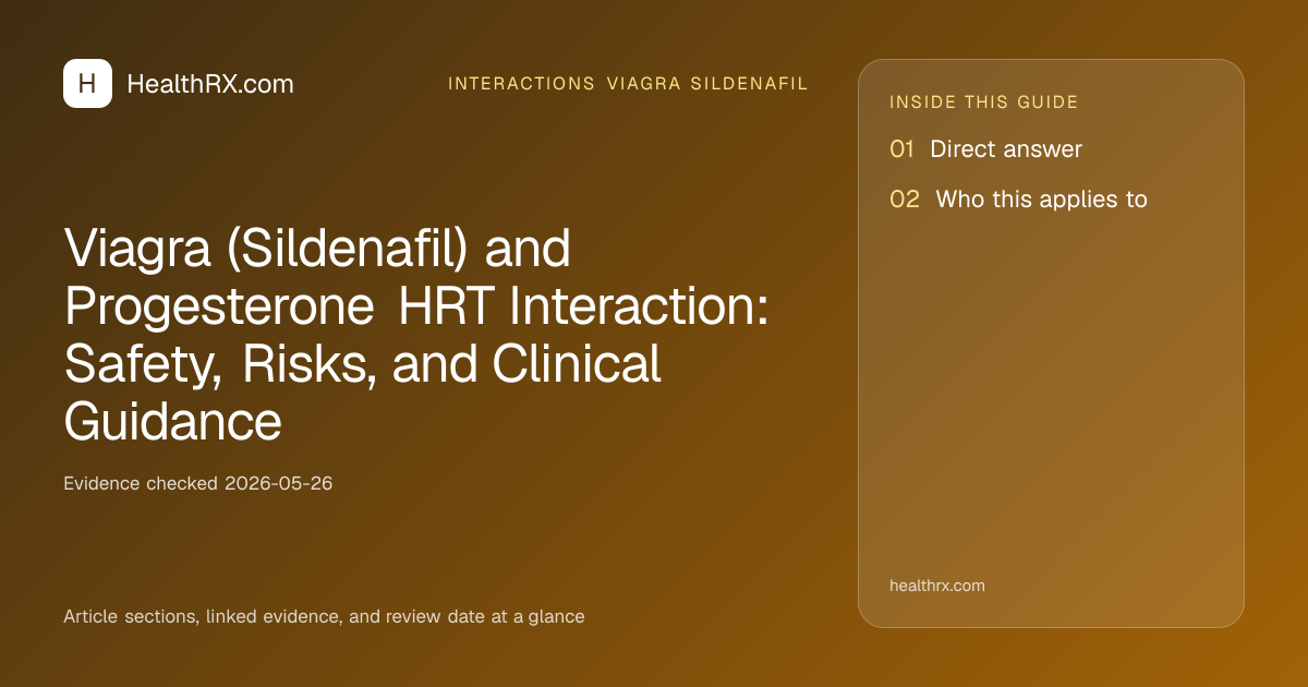 Evidence overview for Viagra (Sildenafil) and Progesterone HRT Interaction: Safety, Risks, and Clinical Guidance