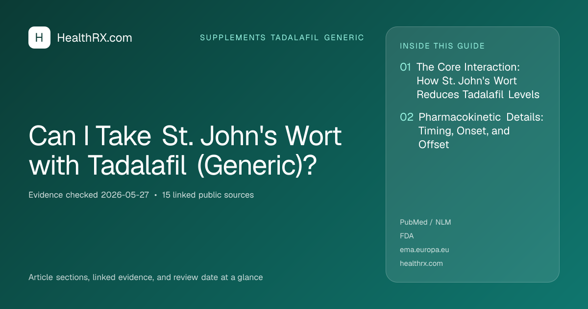 Evidence overview for supplements tadalafil generic: Can I Take St. John's Wort with Tadalafil (Generic)?