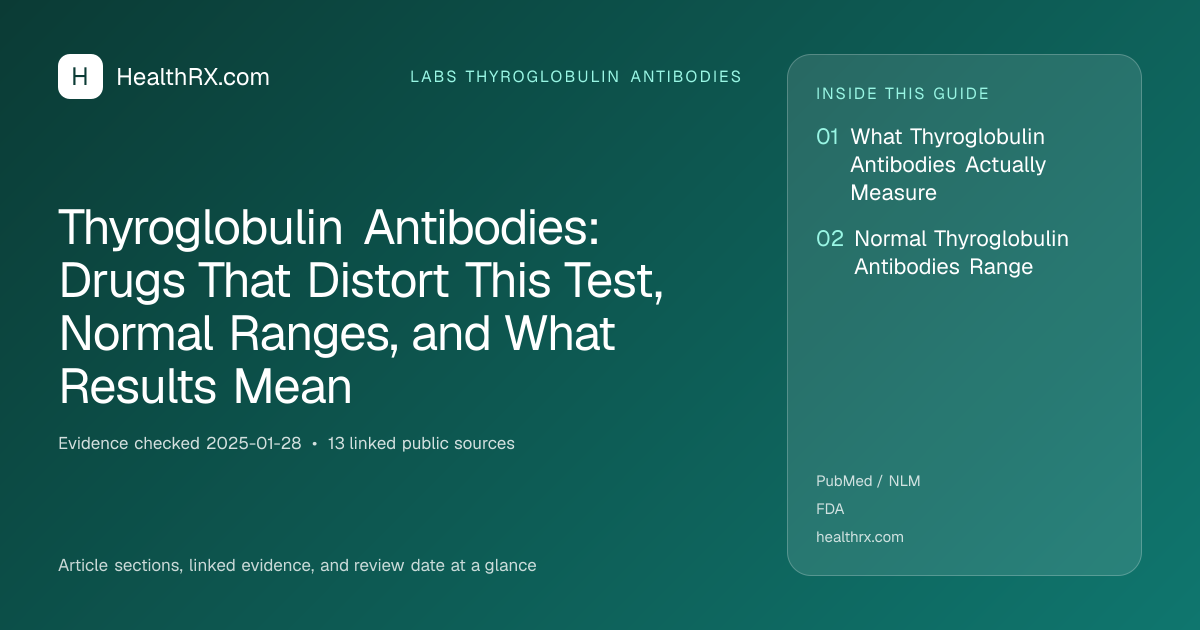 Evidence overview for Thyroglobulin Antibodies: Drugs That Distort This Test, Normal Ranges, and What Results Mean
