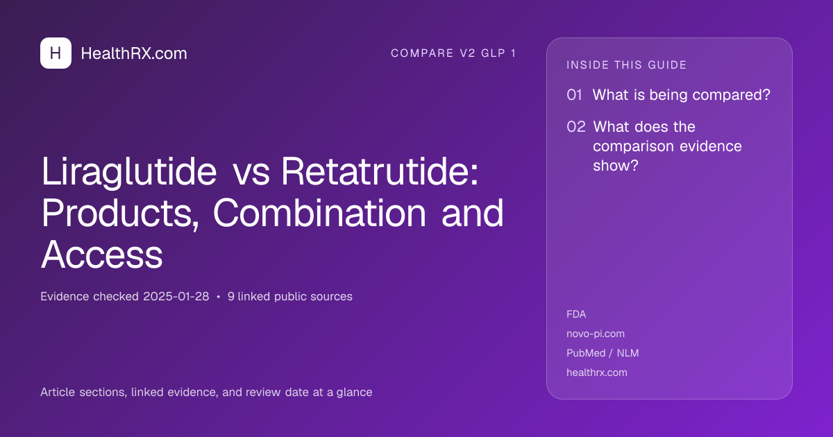 Evidence overview for Liraglutide vs Retatrutide: Products, Combination and Access