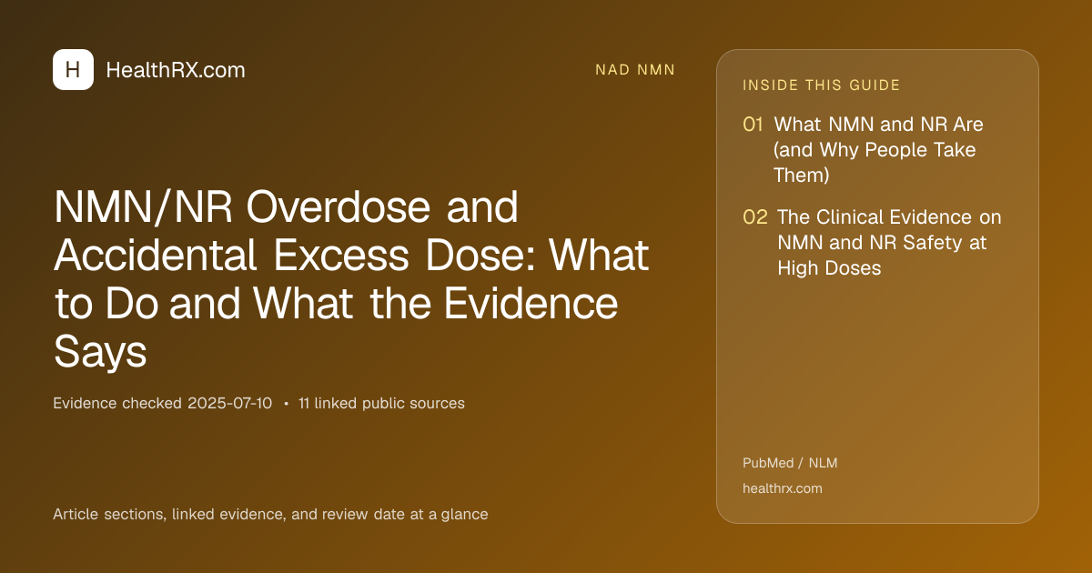 Evidence overview for nad nmn: NMN/NR Overdose and Accidental Excess Dose: What to Do and What the Evidence Says