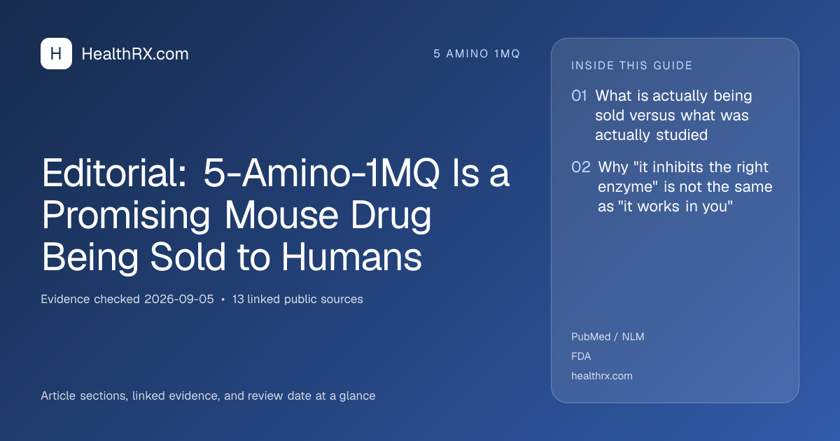 Evidence overview for 5 amino 1mq: Editorial: 5-Amino-1MQ Is a Promising Mouse Drug Being Sold to Humans