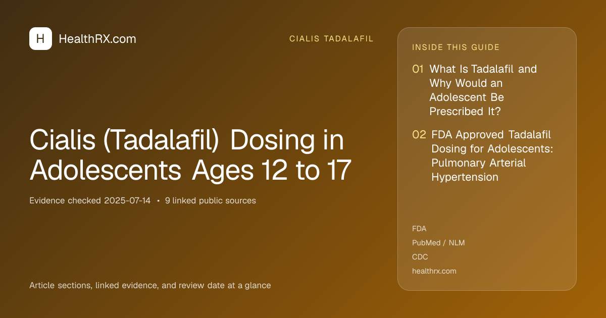 Evidence overview for Cialis (Tadalafil) Dosing in Adolescents Ages 12 to 17