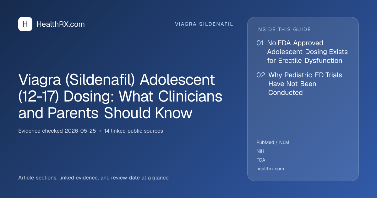 Evidence overview for viagra sildenafil: Viagra (Sildenafil) Adolescent (12-17) Dosing: What Clinicians and Parents Should Know