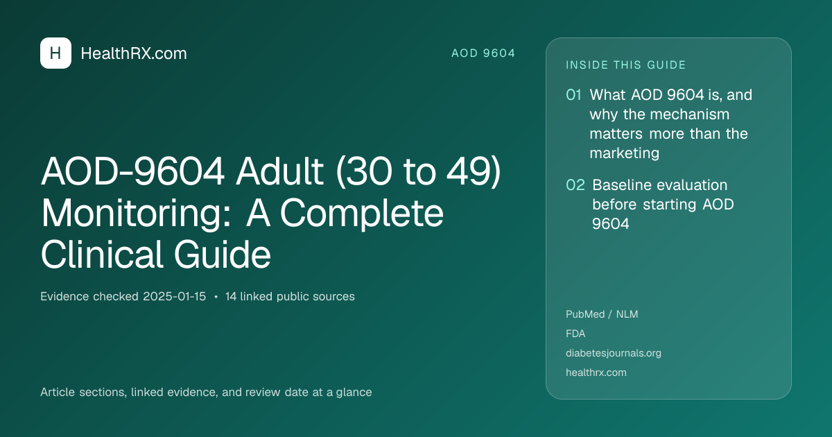 Evidence overview for AOD-9604 Adult (30 to 49) Monitoring: A Complete Clinical Guide