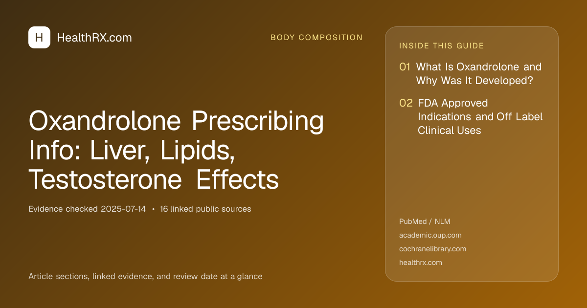 Evidence overview for Oxandrolone Prescribing Info: Liver, Lipids, Testosterone Effects