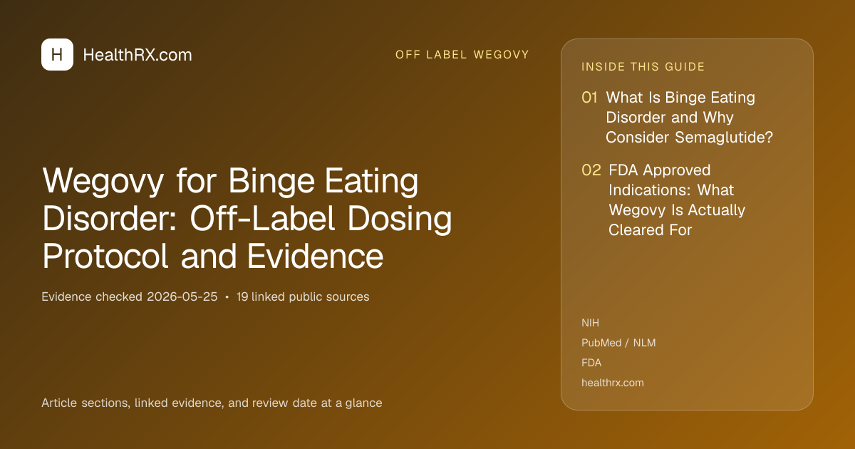 Evidence overview for Wegovy for Binge Eating Disorder: Off-Label Dosing Protocol and Evidence