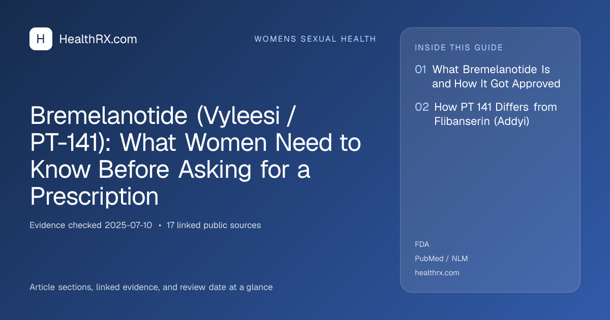 Evidence overview for Bremelanotide (Vyleesi / PT-141): What Women Need to Know Before Asking for a Prescription