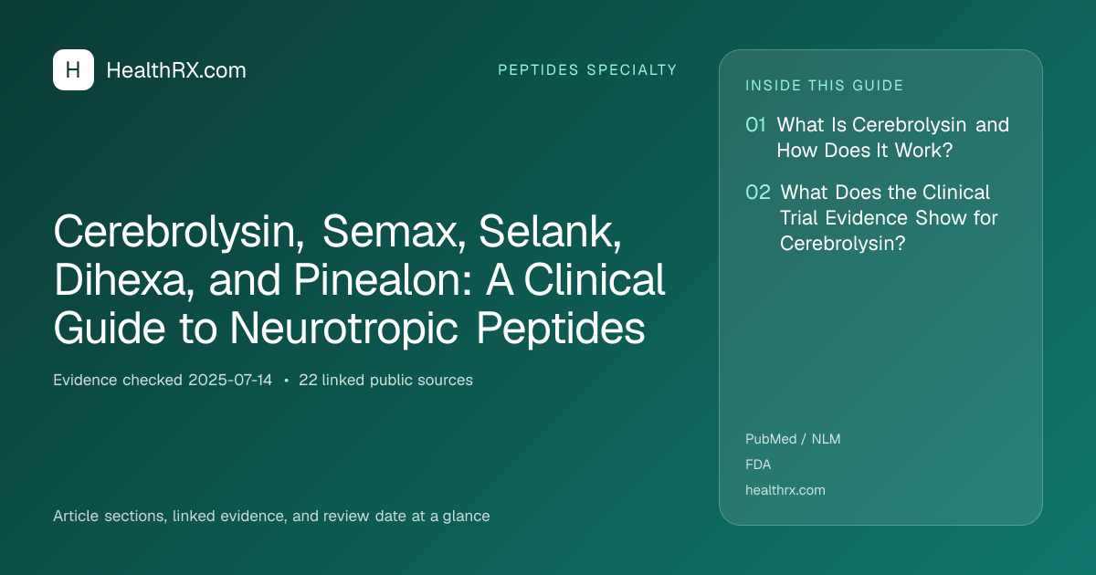 Evidence overview for Cerebrolysin, Semax, Selank, Dihexa, and Pinealon: A Clinical Guide to Neurotropic Peptides