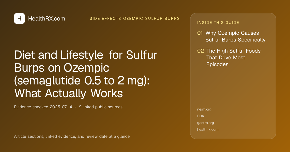 Evidence overview for Diet and Lifestyle for Sulfur Burps on Ozempic (semaglutide 0.5 to 2 mg): What Actually Works