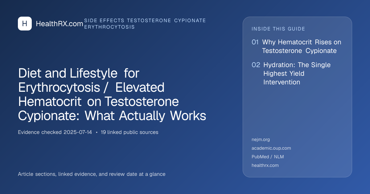 Evidence overview for Diet and Lifestyle for Erythrocytosis / Elevated Hematocrit on Testosterone Cypionate: What Actually Works