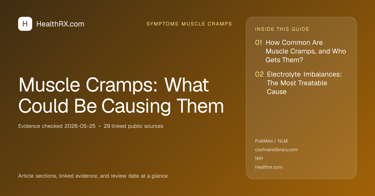 Evidence overview for symptoms muscle cramps: Muscle Cramps: What Could Be Causing Them