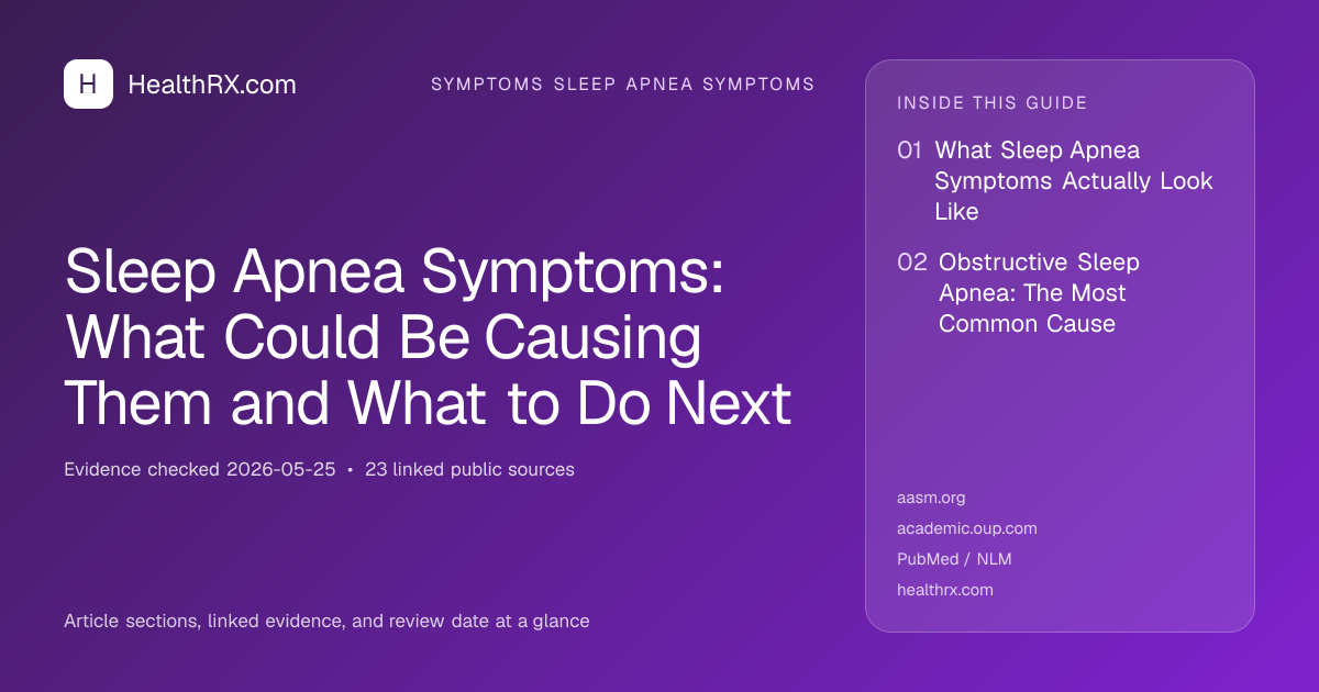 Evidence overview for symptoms sleep apnea symptoms: Sleep Apnea Symptoms: What Could Be Causing Them and What to Do Next