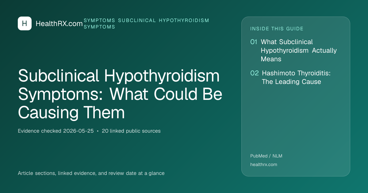 Evidence overview for symptoms subclinical hypothyroidism symptoms: Subclinical Hypothyroidism Symptoms: What Could Be Causing Them