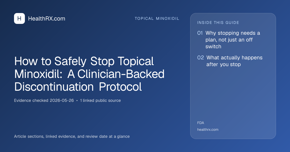 Evidence overview for topical minoxidil: How to Safely Stop Topical Minoxidil: A Clinician-Backed Discontinuation Protocol