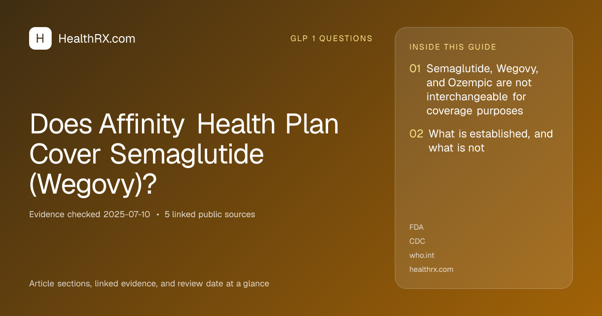 Evidence overview for Does Affinity Health Plan Cover Semaglutide (Wegovy)?
