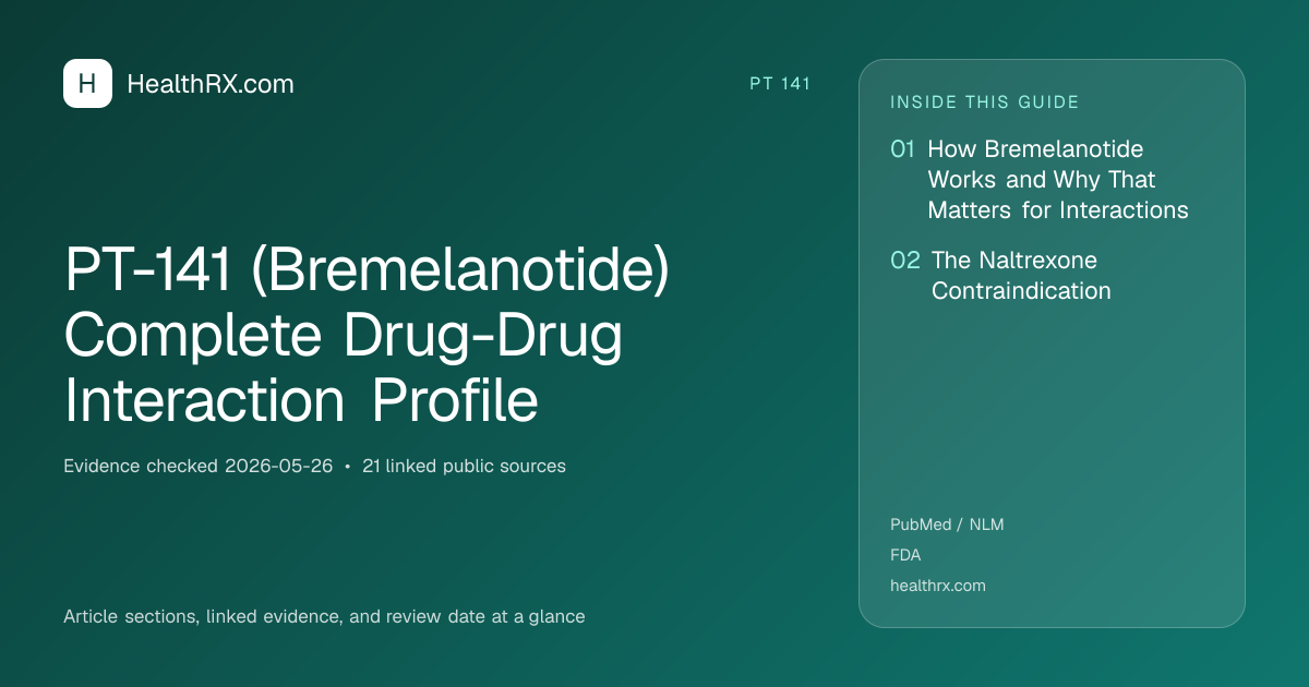 Evidence overview for pt 141: PT-141 (Bremelanotide) Complete Drug-Drug Interaction Profile