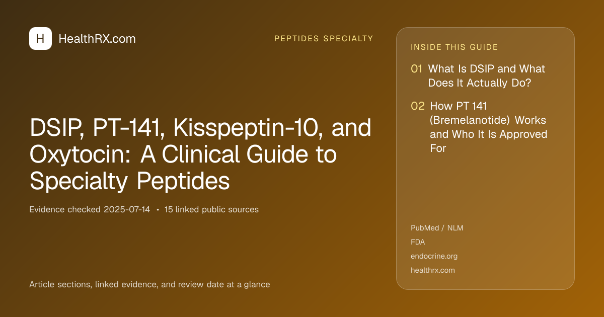 Evidence overview for DSIP, PT-141, Kisspeptin-10, and Oxytocin: A Clinical Guide to Specialty Peptides