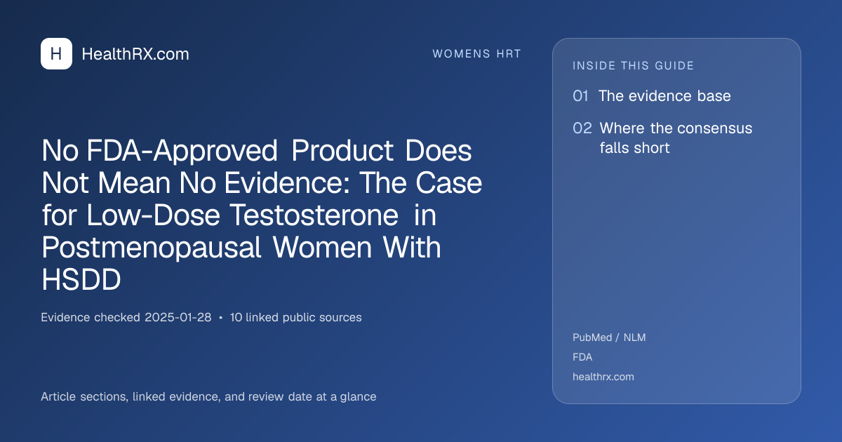 Evidence overview for No FDA-Approved Product Does Not Mean No Evidence: The Case for Low-Dose Testosterone in Postmenopausal Women With HSDD
