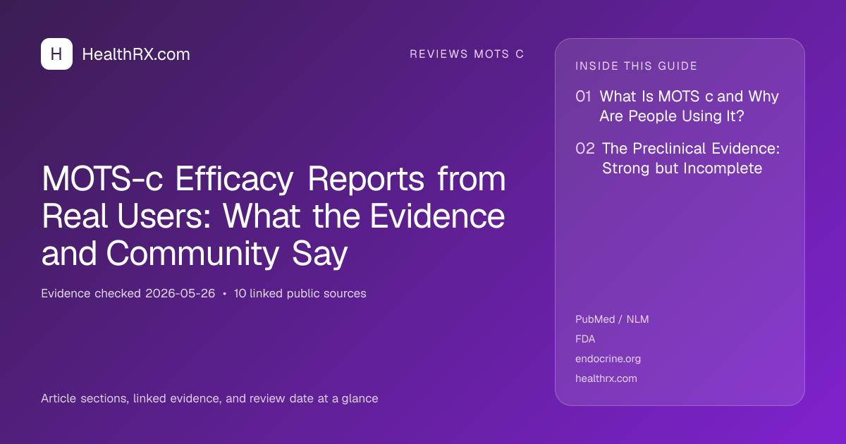 Evidence overview for MOTS-c Efficacy Reports from Real Users: What the Evidence and Community Say