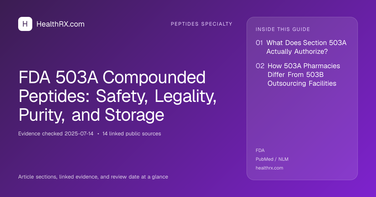 Evidence overview for FDA 503A Compounded Peptides: Safety, Legality, Purity, and Storage