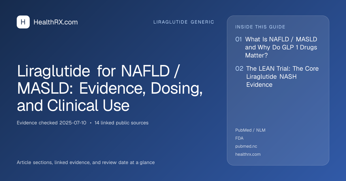 Evidence overview for Liraglutide for NAFLD / MASLD: Evidence, Dosing, and Clinical Use
