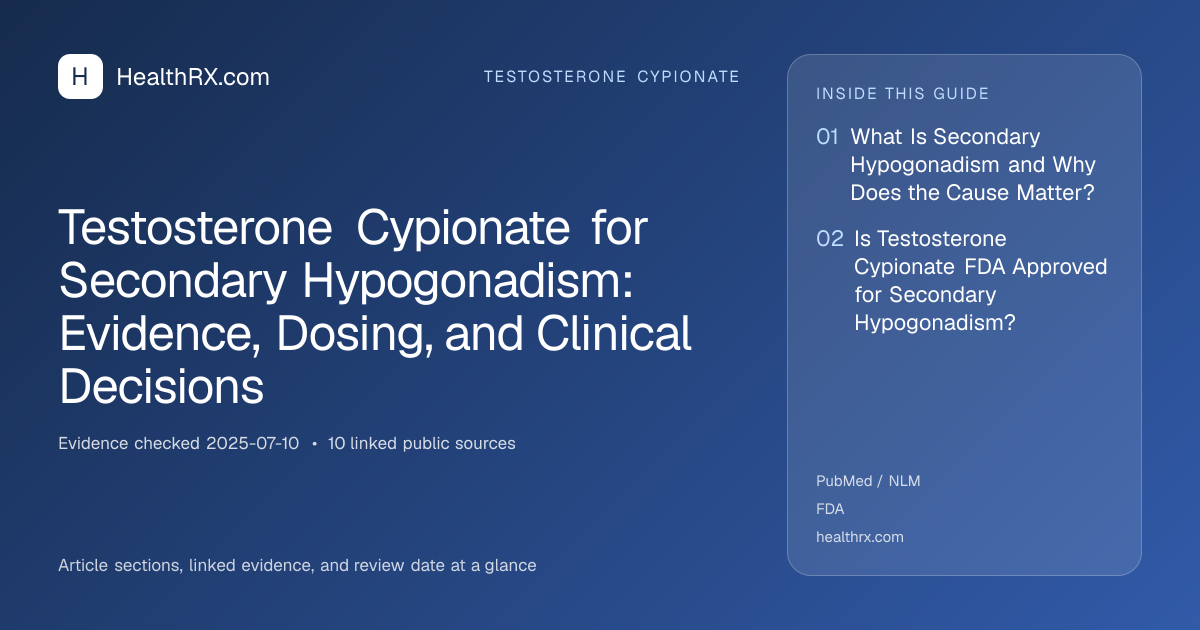 Evidence overview for Testosterone Cypionate for Secondary Hypogonadism: Evidence, Dosing, and Clinical Decisions