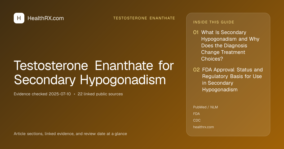 Evidence overview for Testosterone Enanthate for Secondary Hypogonadism