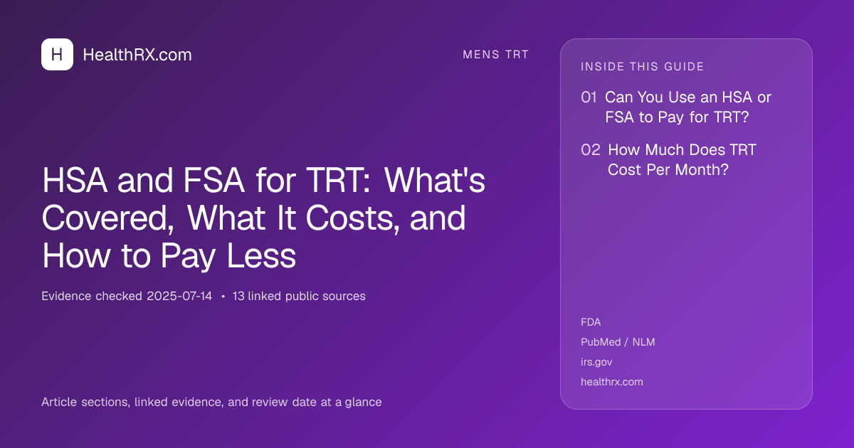Evidence overview for HSA and FSA for TRT: What's Covered, What It Costs, and How to Pay Less