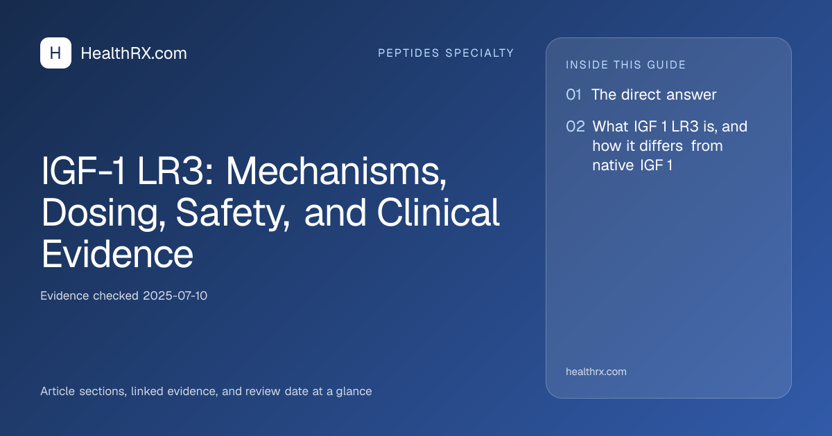 Evidence overview for IGF-1 LR3: Mechanisms, Dosing, Safety, and Clinical Evidence