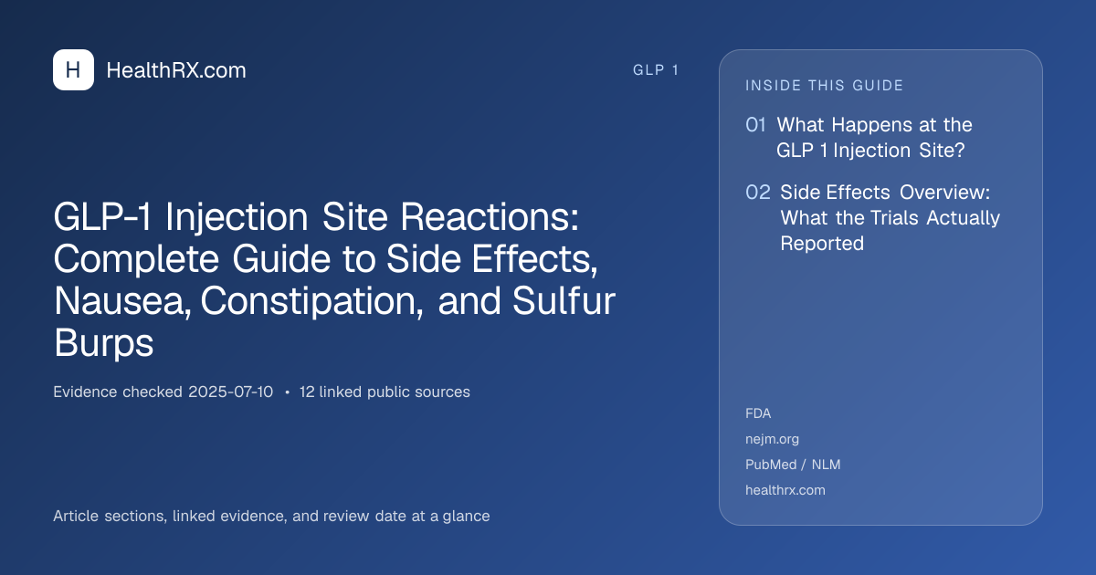 Evidence overview for GLP-1 Injection Site Reactions: Complete Guide to Side Effects, Nausea, Constipation, and Sulfur Burps