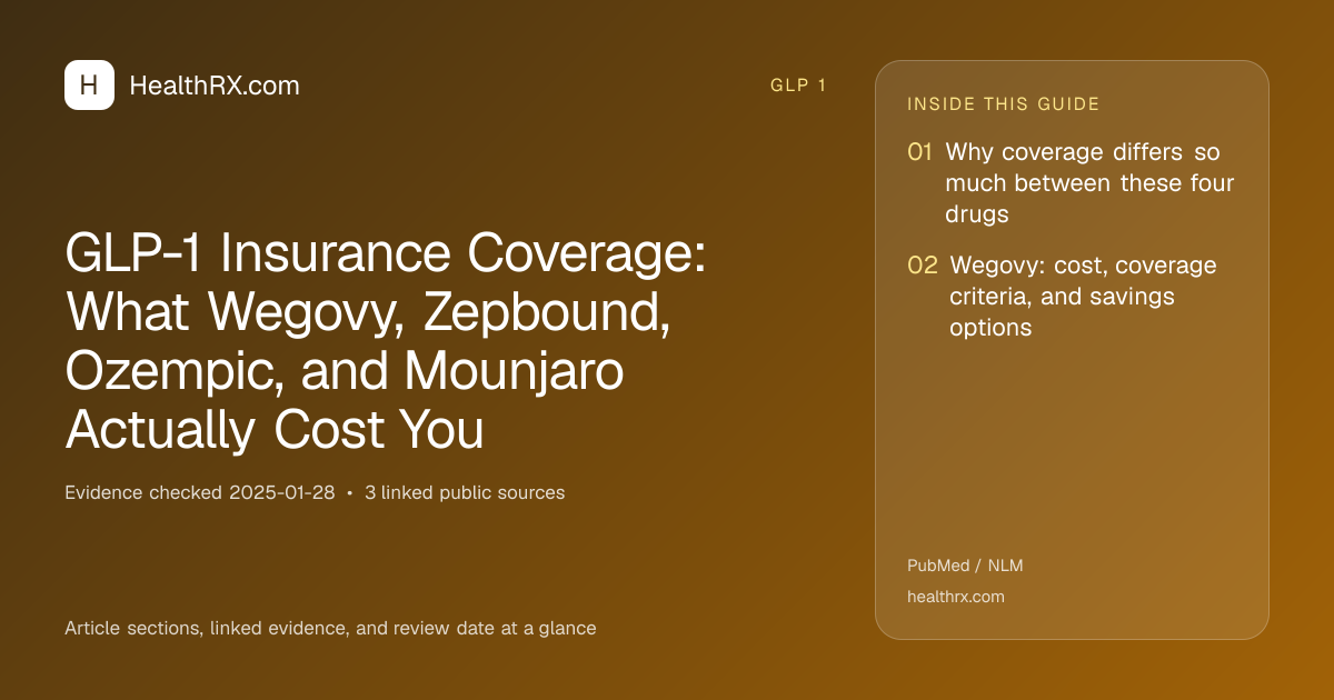 Evidence overview for GLP-1 Insurance Coverage: What Wegovy, Zepbound, Ozempic, and Mounjaro Actually Cost You