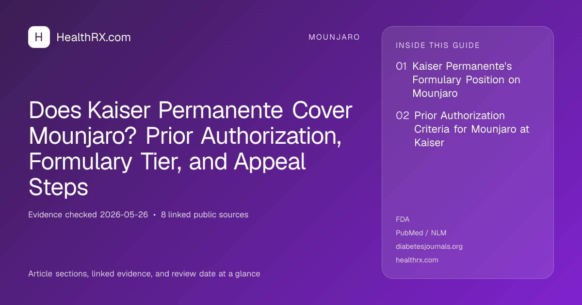 Evidence overview for Does Kaiser Permanente Cover Mounjaro? Prior Authorization, Formulary Tier, and Appeal Steps