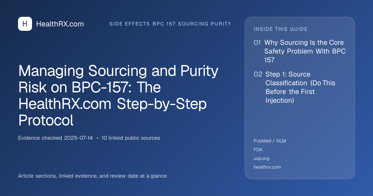 Evidence overview for Managing Sourcing and Purity Risk on BPC-157: The HealthRX.com Step-by-Step Protocol