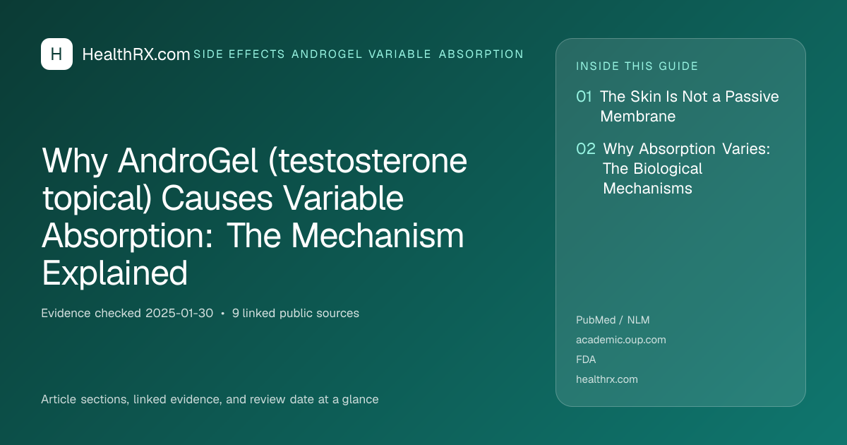 Evidence overview for Why AndroGel (testosterone topical) Causes Variable Absorption: The Mechanism Explained