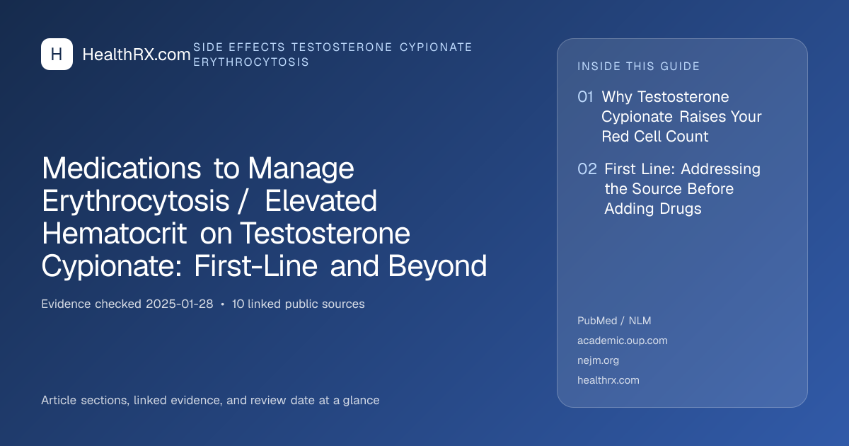 Evidence overview for Medications to Manage Erythrocytosis / Elevated Hematocrit on Testosterone Cypionate: First-Line and Beyond