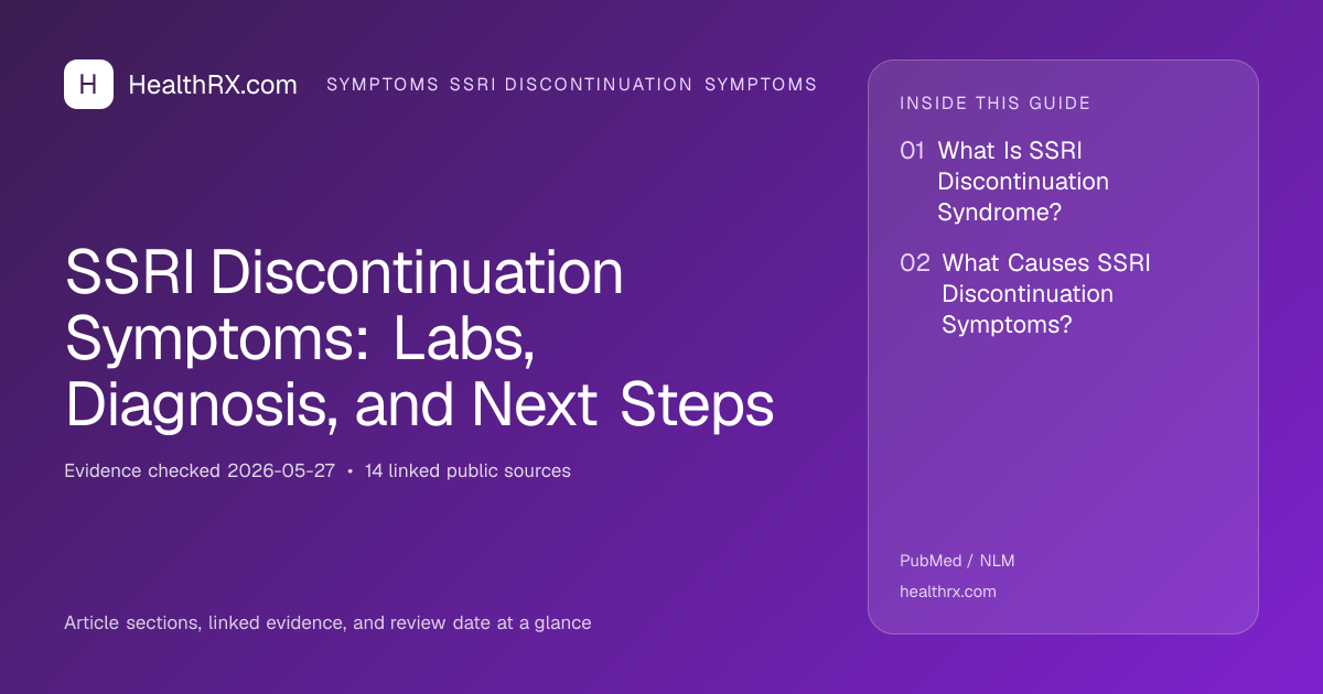 Evidence overview for SSRI Discontinuation Symptoms: Labs, Diagnosis, and Next Steps