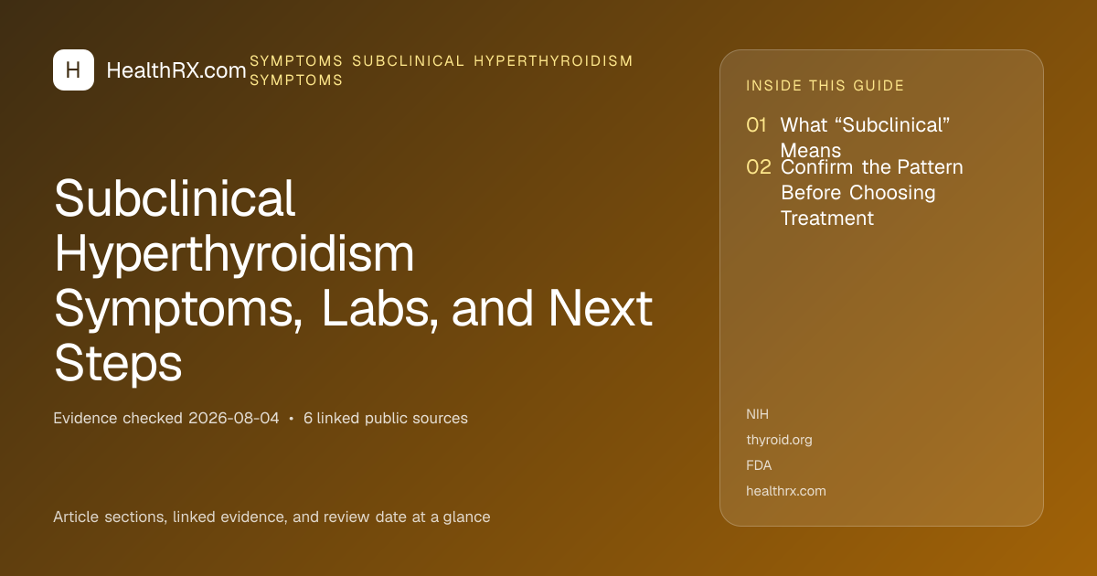 Evidence overview for Subclinical Hyperthyroidism Symptoms, Labs, and Next Steps