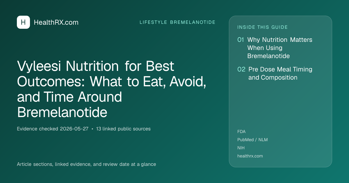 Evidence overview for lifestyle bremelanotide: Vyleesi Nutrition for Best Outcomes: What to Eat, Avoid, and Time Around Bremelanotide