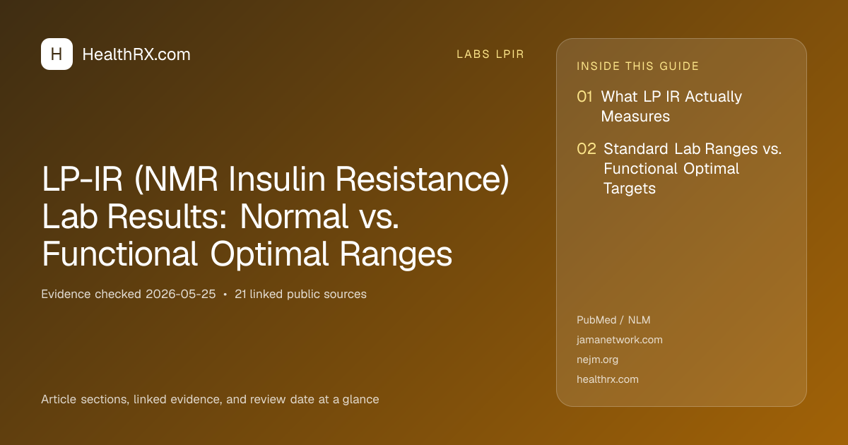 Evidence overview for LP-IR (NMR Insulin Resistance) Lab Results: Normal vs. Functional Optimal Ranges